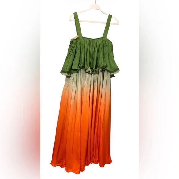 NEW Alden Adair Samantha Maxi Dress Green Orange Ombre Size S NEW Alden Adair Samantha Maxi Dress Green Orange Ombre Size S